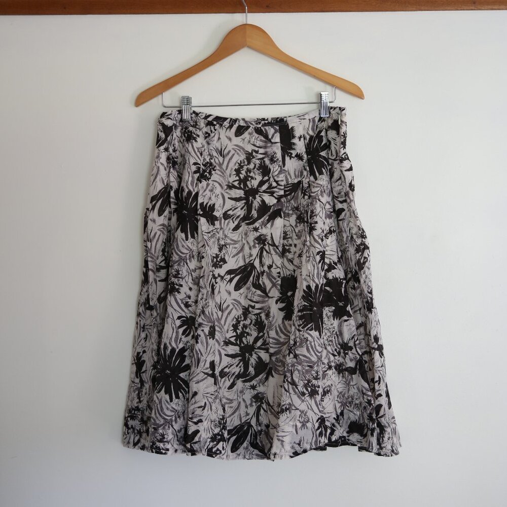 women's Talbots skirt, cream w black floral pattern